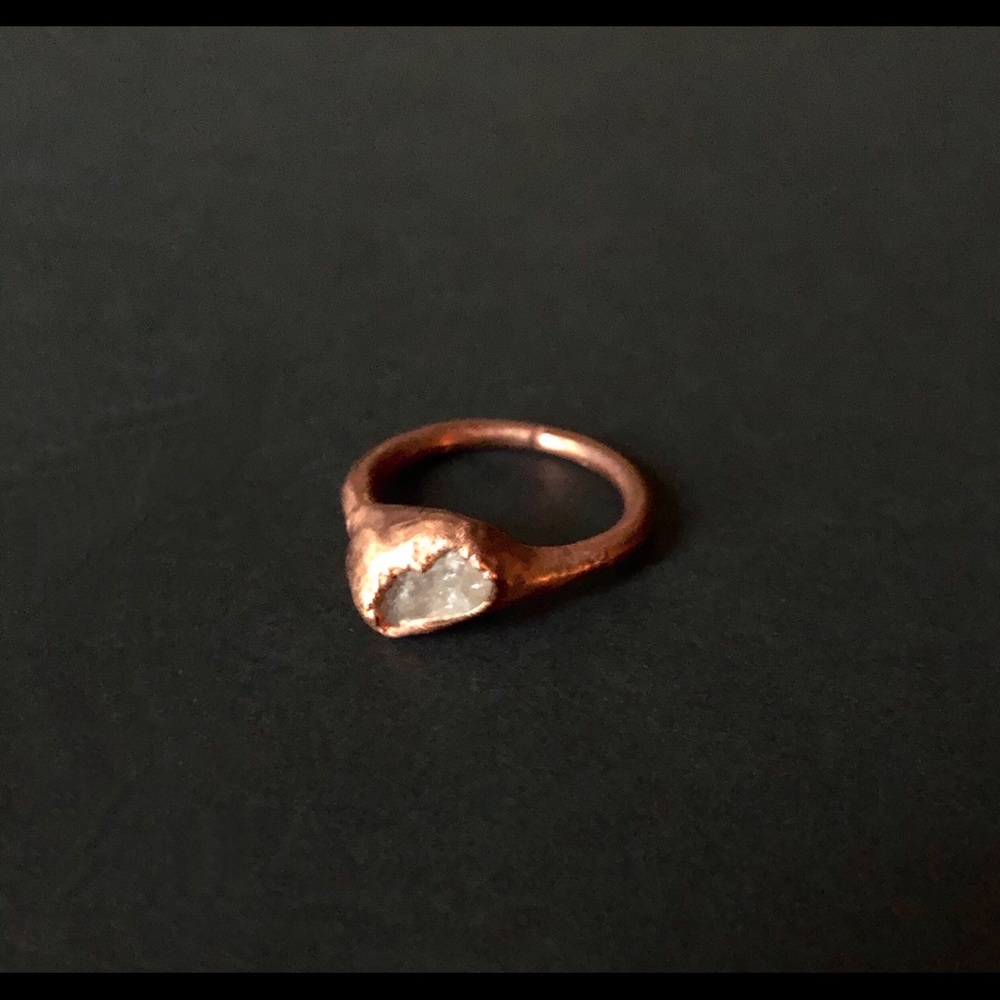 HandForged Copper w/ Rose Quartz Stone Ring Sz 7